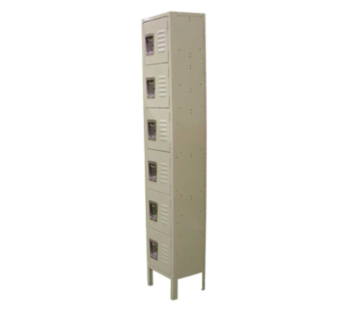 Omcan 13134 12 Inch 6-tier Painted Steel Locker Floor Mounted with Recessed Handle
