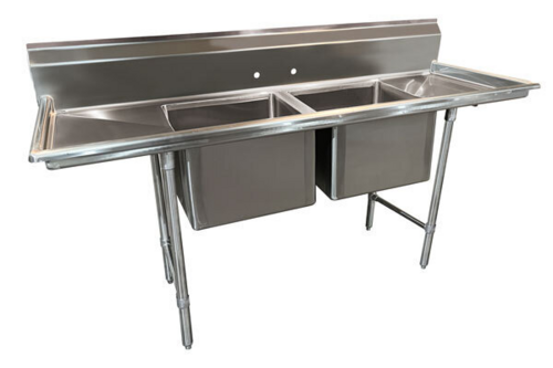 Advance Tabco 9-22-40-24RL - Regaline Sink, 2-compartment, with left & right-hand drainboards, 20" front-to-back x 20"W sink