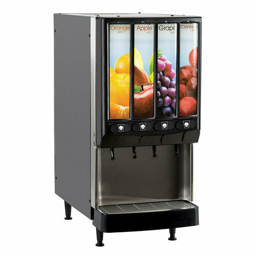 BUNN 37300.0079 - 37300.0079 JDF-4S Silver Series® 4-Flavor Cold Beverage System, Push and Hold, Lighted Door, 18 lb.