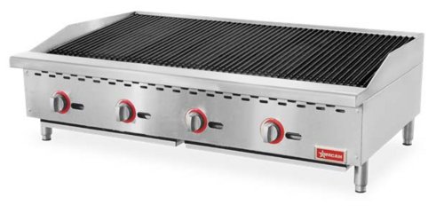 Omcan 47766 48 Inch Charbroiler Gas Stainless Steel with 4 Burners 140000 BTU