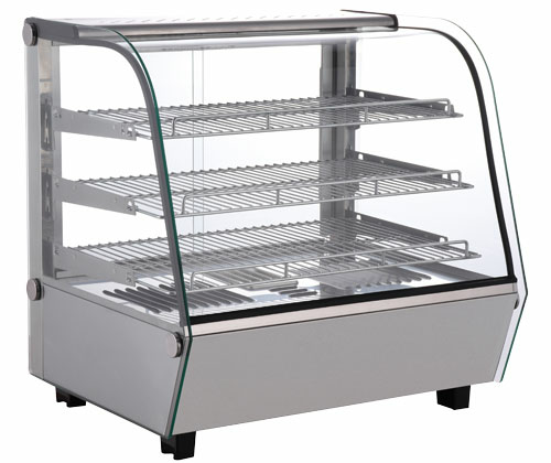 Omcan 47454 26 Inch Heated Display Case Electric Full-service Curved Glass