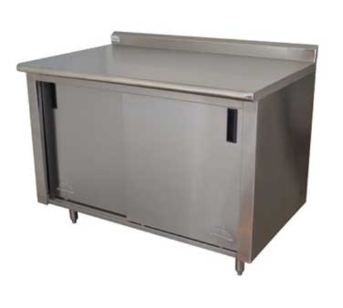 Advance Tabco CF-SS-366M - Work Table, 72"W x 36"D, cabinet base with mid-shelf & sliding doors, 14 gauge 304 stainless steel
