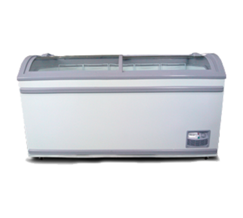 Omcan 31457 58 Inch Ice Cream Freezer 17.7 Cu. Ft. Capacity Curved Glass