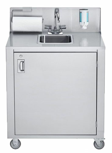 Omcan 46788 12 Inch Portable Hand Sink Stainless Steel with Tanks and Dispensers