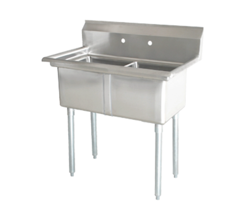 Omcan 22119 53 Inch Pot Sink with Two 24 Inch Bowls Stainless Steel