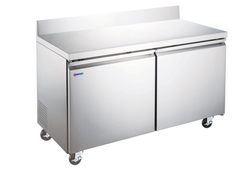 Omcan 50099 60 Inch Refrigerated Counter 15 cu ft Two Section with Doors