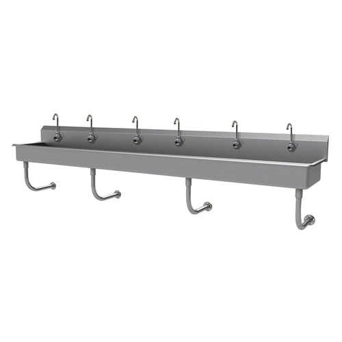 Advance Tabco FC-WM-120EFADA - Multiwash Hand Sink, splash mount faucet provision, wall mounted, with (6) electronic faucets,