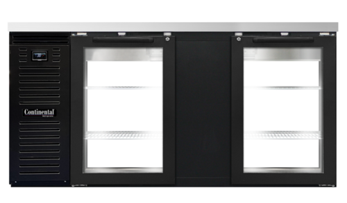 Continental Refrigerator BB69NGDPT - Back Bar Cooler, pass-thru, 69" wide, 34-3/4" high, stainless steel top, 26.0 cubic feet, front