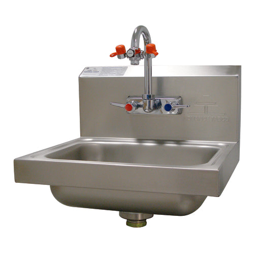 Advance Tabco 7-PS-55 - Eye Wash Hand Sink, wall mounted, 14" wide x 10" front-to-back x 5" deep bowl, 20 gauge 304
