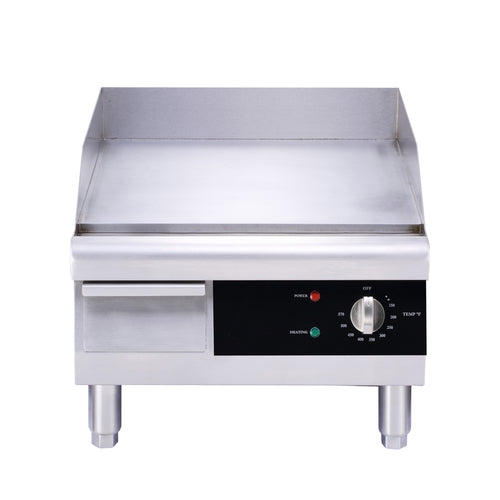 Omcan 43212 16 Inch Electric Griddle Countertop Smooth Steel with Grease Tray