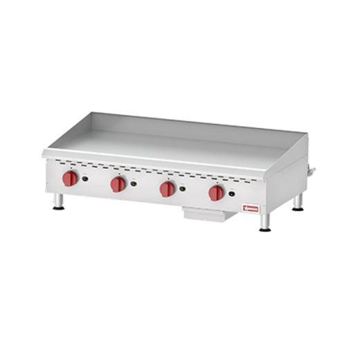 Omcan 43732 48 Inch Gas Griddle Stainless Steel Countertop 4 Burners 120000 BTU