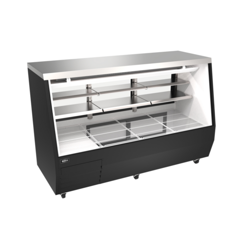 Omcan 50108 84 Inch Refrigerated Deli Display Case Floor Model Black Aluminum