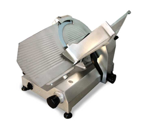 Omcan 13637 14 Inch Carbon Steel Blade Manual Gravity Feed Food Slicer Anodized Aluminum