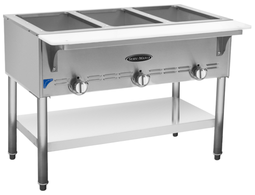 Serv-Ware SWGST-3-LP - Serv-Ware - Gas Cooking - 3 Bay Gas Steam Table - Liquid Propane - 44.37"W x 22.5"D x 33.15"H - (3)