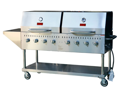 Omcan 47353 64 Inch Outdoor Gas Grill with 8 Burners 128000 BTU