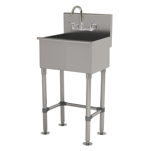 Advance Tabco WSS-16-25-FM-F - Service Sink, splash mount faucet provision, with stainless steel legs and flanged feet, includes