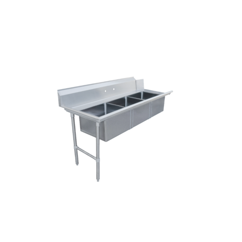 Omcan 48495 72 Inch Soiled Dishtable with 3 Pre-Rinse Sinks Stainless Steel