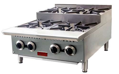 Omcan 47383 24 Inch Gas Hotplate Countertop with 4 Burners 104000 BTU