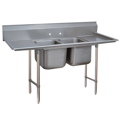 Advance Tabco T9-2-36-18RL-X - Special Value Regaline Sink, 2-compartment, with 18" left & right-hand drainboards, 20"