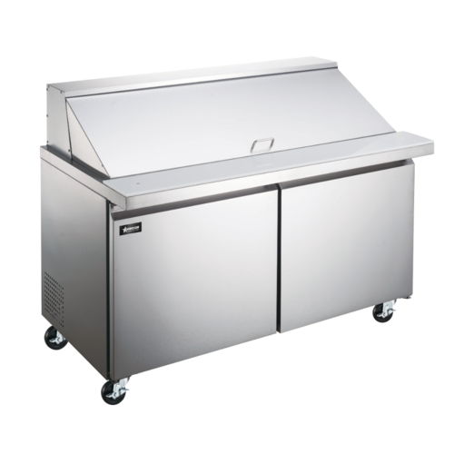 Omcan 50050 47 Inch Stainless Steel Mega Top Sandwich Salad Prep Table 9.5 cu ft