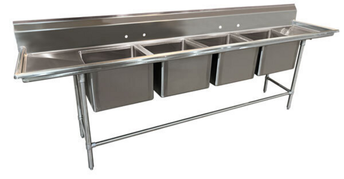 Advance Tabco 94-4-72-36RL - Regaline Sink, 4-compartment, with left & right-hand drainboards, 20