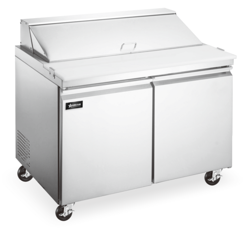 Omcan 50034 36 Inch Refrigerated Prep Table Two-section Self-contained Stainless Steel