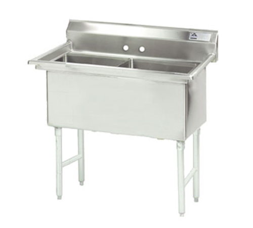 Advance Tabco FS-2-3024 - Fabricated Sink, 2-compartment, no drainboards, bowl size 30" x 24" x 14" deep, 14 gauge 304
