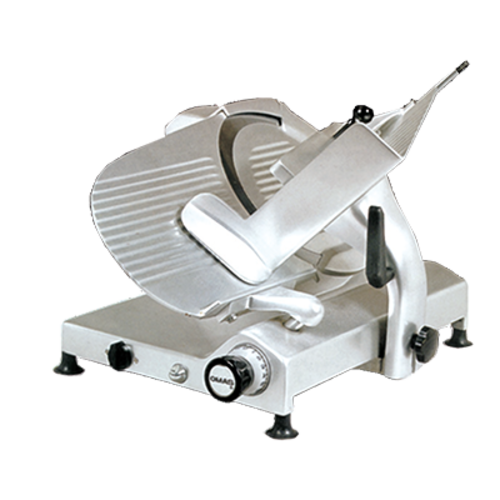 Omcan 13641 12 Inch Manual Meat Slicer Carbon Steel Blade Anodized Aluminum