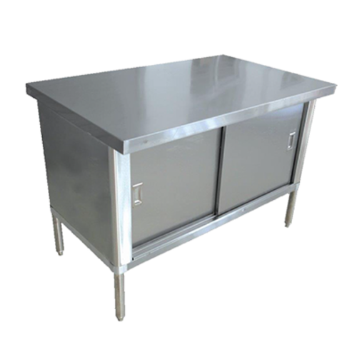 Omcan 28639 48 Inch Work Table Cabinet Base with Sliding Doors Stainless Steel