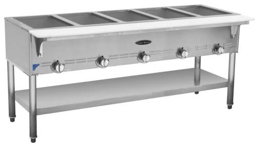 Serv-Ware SWGST-5 - Serv-Ware - Gas Cooking - 5 Bay Gas Steam Table -Natural Gas - 72.39"W x 22.5"D x 33.15"H - (4)