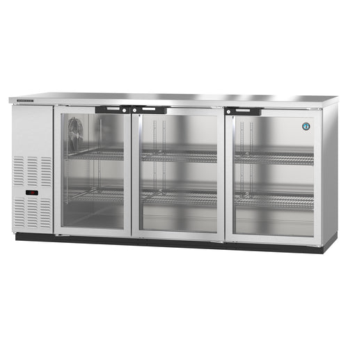 Hoshizaki BB80-G-S - Refrigerated Back Bar Cooler, reach-in, three-section, side mount self-contained refrigeration,