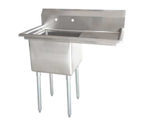 Omcan 25254 24 Inch 1 Compartment Pot Sink with Right Drainboard Stainless Steel