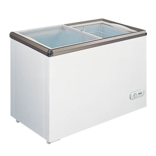 Omcan 49295 65 Inch Ice Cream Display Chest Freezer 16.5 Cu Ft with Glass Top