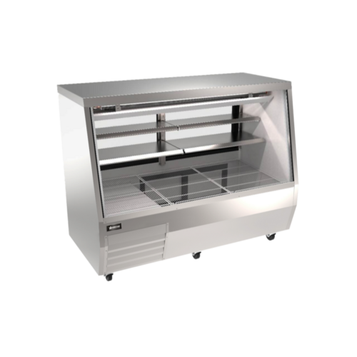 Omcan 50107 71 Inch Refrigerated Deli Display Case Floor Model Stainless Steel with 5 Shelves