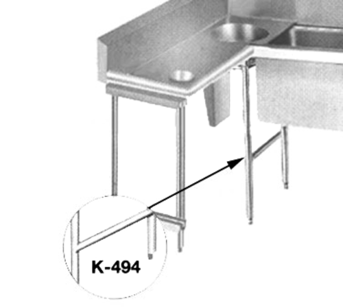 Advance Tabco DTA-81 - Leg Assembly, stainless steel with welded cross brace & stainless steel feet, for dishtables