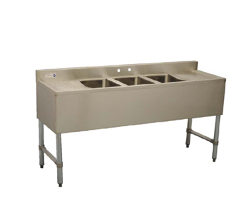 Serv-Ware BAR3B60-LR-CWP-V - Serv-Ware - Sinks - 60" Bar Sink 3 Bowls - Dimensions: 60" W x 18.75" D x 33" H, 18/304 stainless