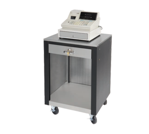 Advance Tabco BCRS-B - Cashier Register Stand, stainless steel top, locking drawer, opening storage area, matte black