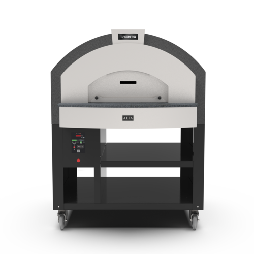 Horno de pizza de sobremesa Omcan 59330 de 55 pulgadas, a gas, 116000 BTU con termómetro digital.