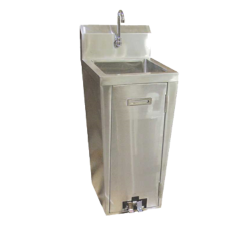 Omcan 23515 18 Inch Hand Wash Sink 34 Inch Pedestal with Faucet and Foot Valves