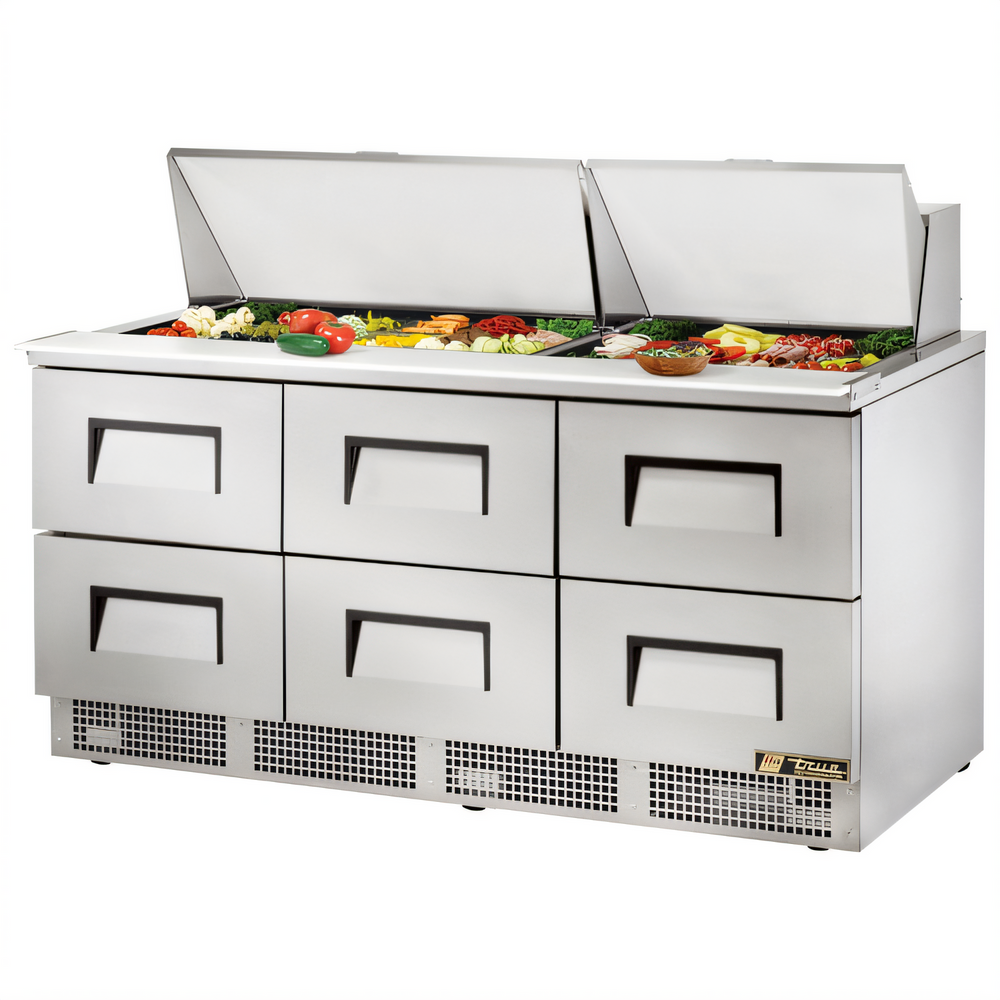 True Mfg. - General Foodservice TFP-72-30M-D-6 Refrigerated Prep Tables