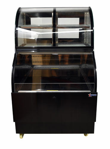 Omcan 47106 35 Inch Dual Service Open Display Case Floor Model Stainless Steel
