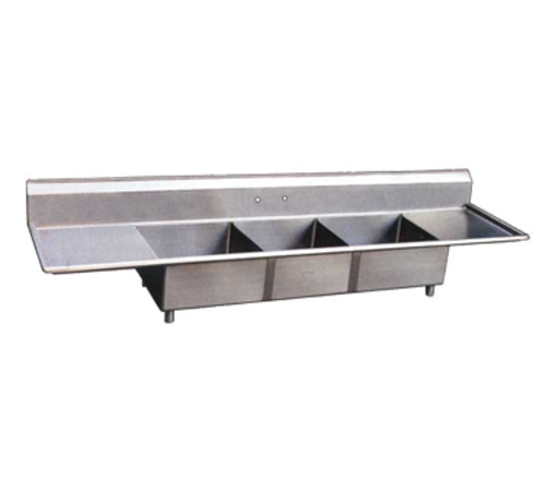 Omcan 22117 90 Inch Pot Sink with Three 18 Inch Bowls Stainless Steel