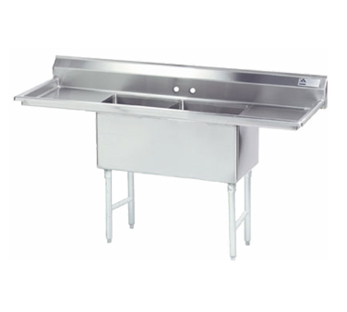 Advance Tabco FS-2-2424-18RL - Fabricated Sink, 2-compartment, 18" right & left drainboards, bowl size 24" x 24" x 14" deep, 14