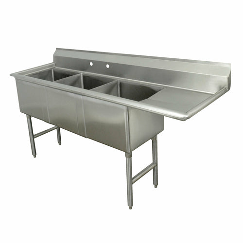 Advance Tabco FC-3-1824-18R-X - Special Value Fabricated Sink, 3-compartment, 18" right drainboard, bowl size 18" x 24" x 14" deep,