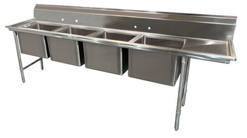 Advance Tabco 9-4-72-18R - Regaline Sink, 4-compartment, with right-hand drainboard, 20" front-to-back x 16"W sink