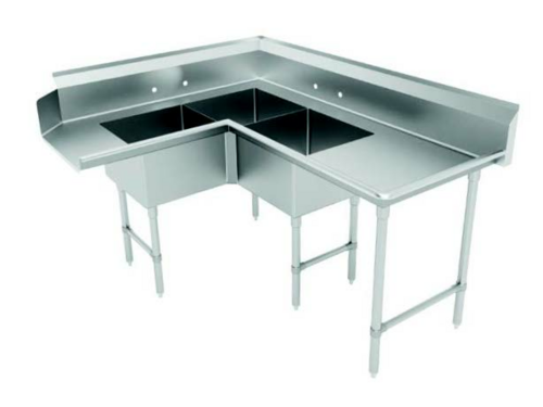 Advance Tabco DTC-3-K20-72R - Corner Dishtable with 3-compartment Sink, 71”W, (3) 20