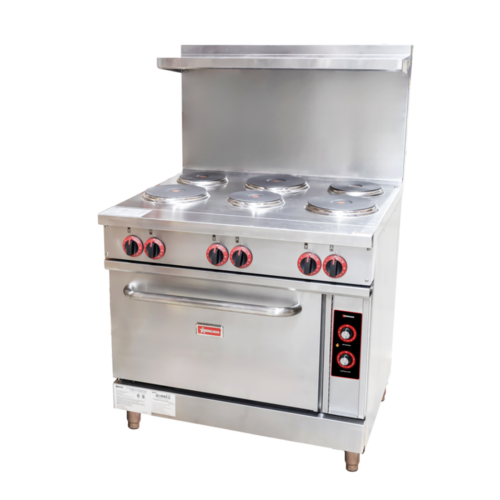 Omcan 48528 36 Inch Electric Range with Six Hotplates and Oven