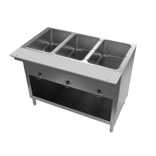 BK Resources ST-SW-3-EN - Steam Table, electric, 3-pan sealed well design, 20-gauge stainless steel construction, partially