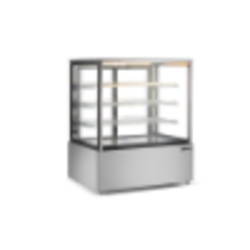 Omcan 49297 49 Inch Heated Display Case Electric Floor Model Stainless Steel with 3 Shelves