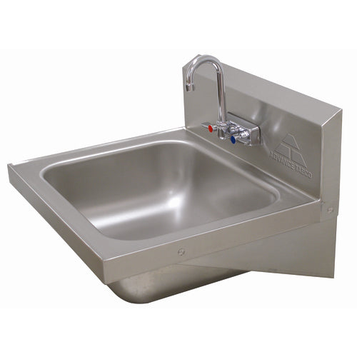 Advance Tabco 7-PS-49 - Hand Sink, wall mounted, 16" wide x 14" front-to-back x 8" deep bowl, 18 gauge 304 stainless steel,